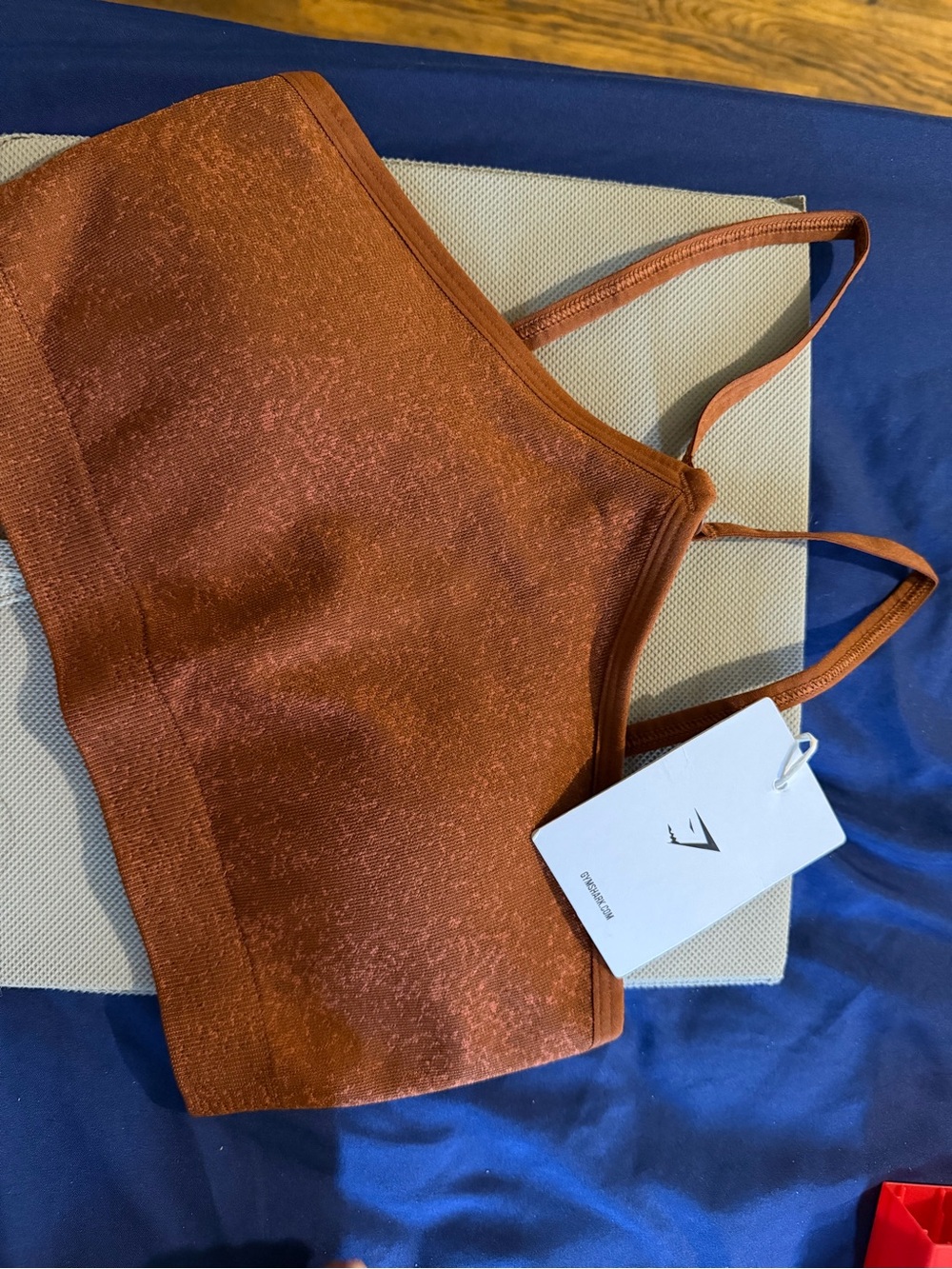 Gymshark Rust Orange Shimmer Ribbed Sports Bra Top